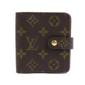 Louis Vuitton Monogram Compact Zip Bi fold Wallet Brown